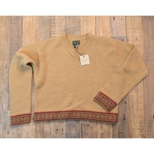 VTG Abercrombie & Fitch Bavarian V Neck Sweater Womens M Shetland Wool Knit NWT